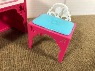 Barbie Dream House 2013 Replacement Parts Vanity Make - up Mirror & Bench 2