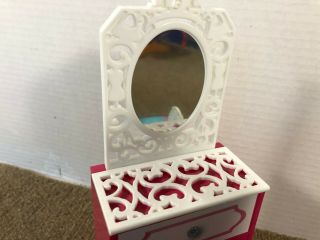 Barbie Dream House 2013 Replacement Parts Vanity Make - up Mirror & Bench 3
