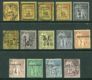 Guadeloupe French Colonies 1884 - 91 M&u Lot 14 Stamps