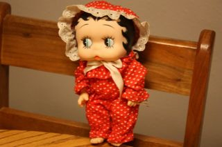 9 " Betty Boop Baby Doll 1989 Presents Hamilton Gifts Red Polka Dot Hearts Dress