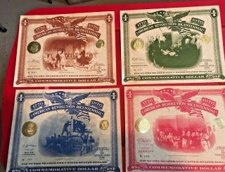 American Revolution Bicentennial Commemorative One Dollar Certificates 1776 - 1976