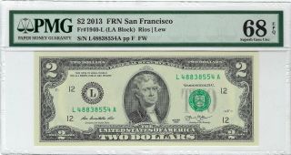 $2 2013 Frn San Francisco Fr 1940 - L Pmg 68 Epq