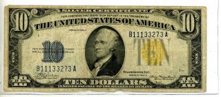 1934 A $10 Silver Certificate Yellow Seal 3273