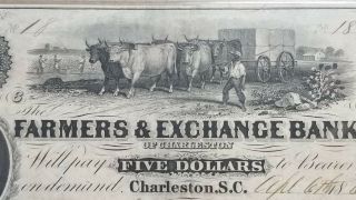 Charleston South Carolina 1861 $5 Farmers And Exchange Pmg 30 1028 - 28