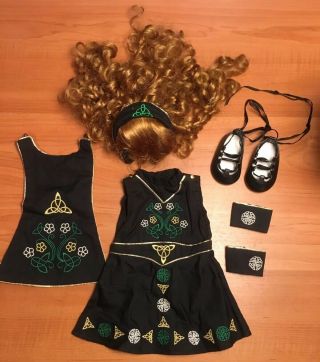 American Girl Doll 18 " Irish Step Dance Celtic Outfit And Wig Nellie Retired