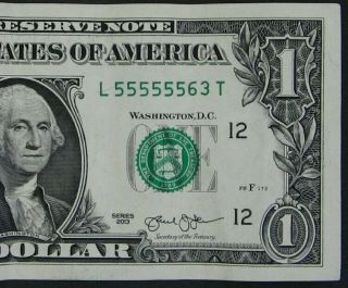 2013 $1 (one Dollar) – Note,  Bill - Fancy Serial Number – Trinary Six 5’s In Row