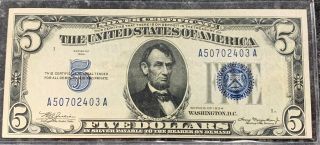 1934 $5 Five Dollar U.  S.  Silver Certificate Note In Extra Fine Nr