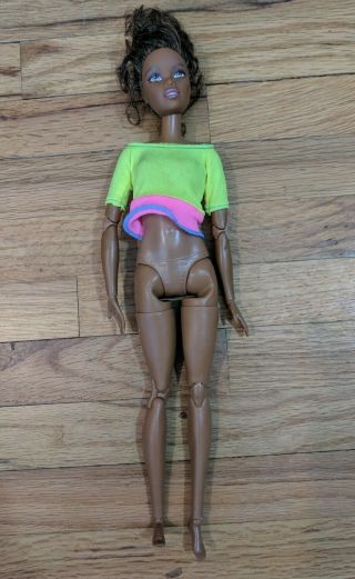 Barbie Made To Move Doll Yoga Fully Posable Yellow Top African American Aa