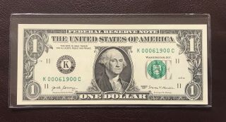 2017 $1 Dollar Bills Frn 5 Of A Kind Flipper Trinary Fancy Serial