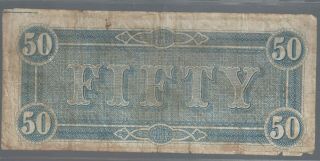 1864 Confederate States of America $50 Fifty Dollar Note 2nd Series 2