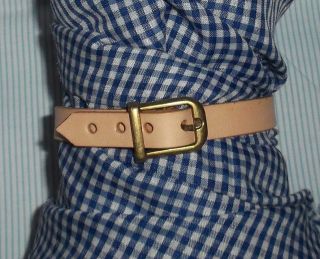 Doll Belt Vintage Style Natural Tan Leather 18 " - 21 " Composition & Hard Plastic