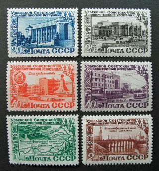 Russia 1950 1429 - 1434 Mnh Og Russian Ussr Uzbek Soviet Republic Set $47.  00