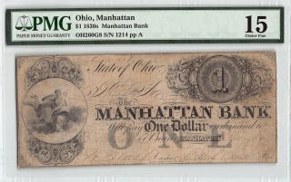 Ohio,  Manhattan 184? Oh - 260 - G8 Pmg Choice Fine 15 1 Dollar