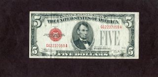 U.  S: $5.  00 U.  S.  Note - 1928d - Au - Julian - Vinson.