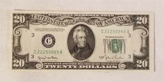 West Point Coins 1950 $20 Federal Reserve Note ' C ' Philadelphia GEM/UNC 2
