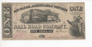 Orleans,  Jackson & Great Northern Rail Road Company,  La 1861 $1 Note