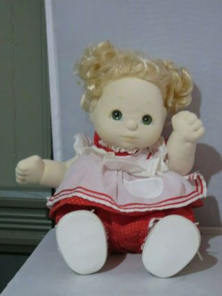 1985 Mattel My Child Doll - Blonde,  Green Eyes,  Red Dress,  Shoes & Socks Updated