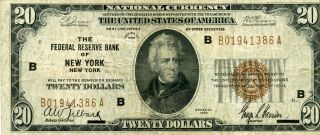 1929 $20 National Currency Frb Of York Note.  Starts@ 2.  99