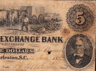 Charleston,  Sc South Carolina 1853 $5 Farmers & Exchange Bank Obsolete 868