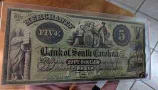 1857 $5 Merchants’ Bank Of South Carolina - 528