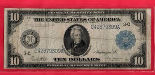 1914 $10.  00 Fed Res Note