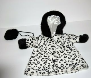 Black & White Faux Leopard Fur Coat Fits 18 " American Girl Size Doll