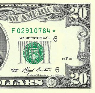 1993 $20 Atlanta Star ⭐️ Frn,  & Uncirculated Banknote