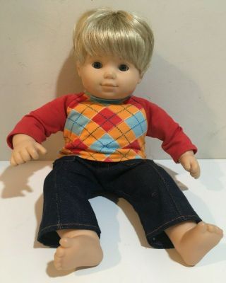 American Girl Bitty Baby " Boy " Doll With Blonde Hair,  Blue Eyes And Outfit