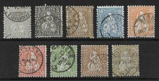 Switzerland 1862 - 1881 Complete Set Of 9 Stamps Michel 20 - 28 Cv €500,