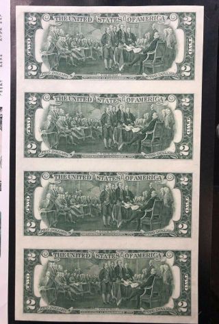 1976 Star Note $2 Dollar Bills Uncirculated,  Uncut Sheet of 4.  2 AVAILABLE 3