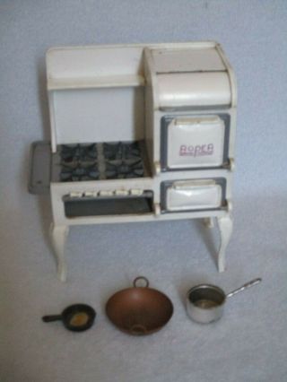 Dollhouse American Miniatures Heavy White Metal Roper Stove Oven,  Pans – Usa