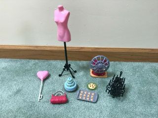 Barbie Doll Dream House 2015 Replacement Parts Fan Chandelier,  Dress Stand Food