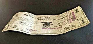 1908 United States Construction Co Terre Haute IN Obsolete Note $1 One Dollar 3