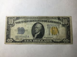 1934 - A FR 2309 $10 Ten Dollars “NORTH AFRICA” Silver Certificate F - VF NR 2