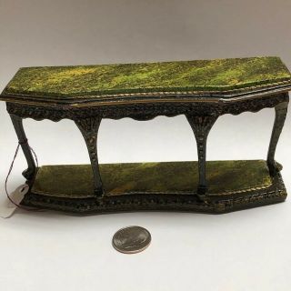 1:12 Scale Doll House Artisan Made Desk Table Green & Gold By Jeffery Steele