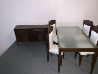 12 Inch Doll Glass Top Dining Table 4 Chairs And Buffet All