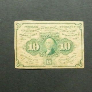 Ten Cents U.  S.  Postage Currency,  Fractional Banknote