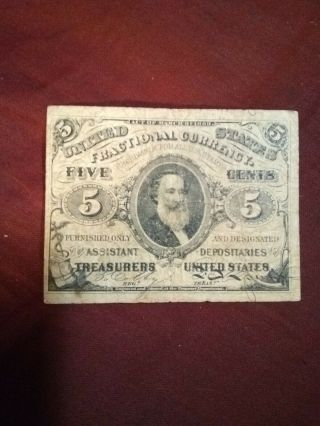 1863 Fractional Currency,  5 Cents Fr 1238 Spencer Clark