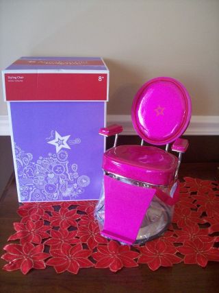 American Girl Doll Styling Chair Play Set Accessory Pink Sparkle W/ Box Ex