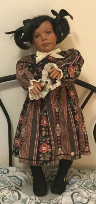 Donna Rubert 28 " Tall African American Porcelain Doll " Crystal " 1991 - Lavender Eyes