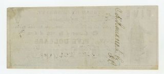 1862 Cr.  11 $5 TEXAS Treasury Warrant - CIVIL WAR Era 2