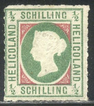 Heligoland 1 - 1867 1/2s Green & Red ($350)
