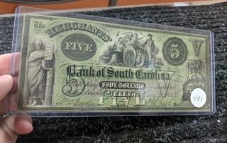 1857 $5 MERCHANTS BANK OF SOUTH CAROLINA 481 2