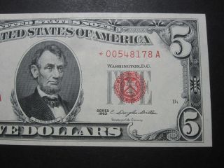 1963 $5 Star Note Red Seal Low 00 1963 Legal Tender Star Note $5 United State