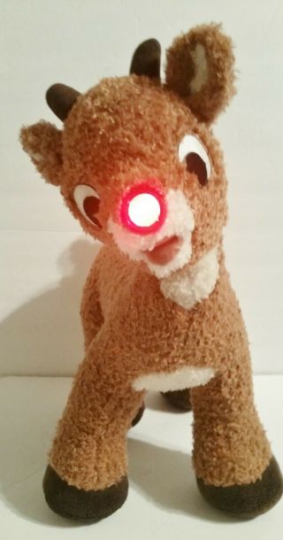 Christmas Build A Bear Rudolph Red Nose Reindeer 15 " Plush Toy Talks Lights Up