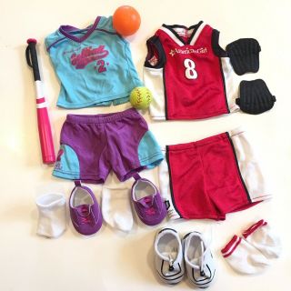 Retired American Girl Softball Outfit And Basketball Outfit