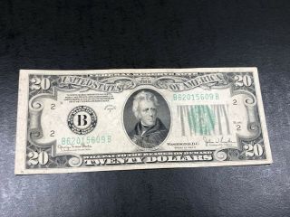 1934 - D United States Federal Reserve Note York $20 Twenty Dollars