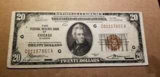 $20 1929 Chicago Federal Reserve Bank Note Very Fine