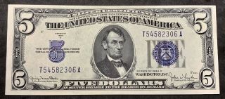 1934 $5 Silver Certificate Cu Unc Ppq Five Dollar Bill White Crisp