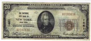 Series 1929 $20 Twenty National Currency Note Brown Seal Bill York
